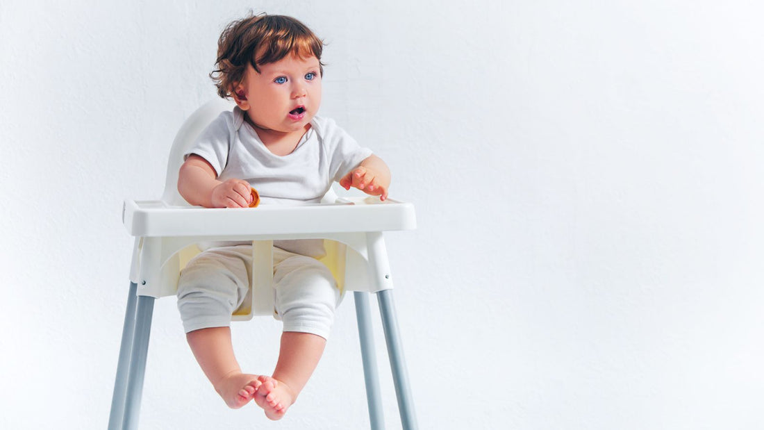 un bébé dans une chaise haute