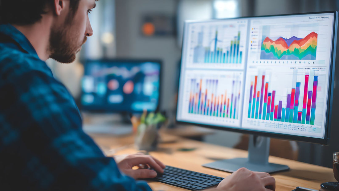 un homme travaillant sur son ordinateur avec des outils de tracking d'objets connectés