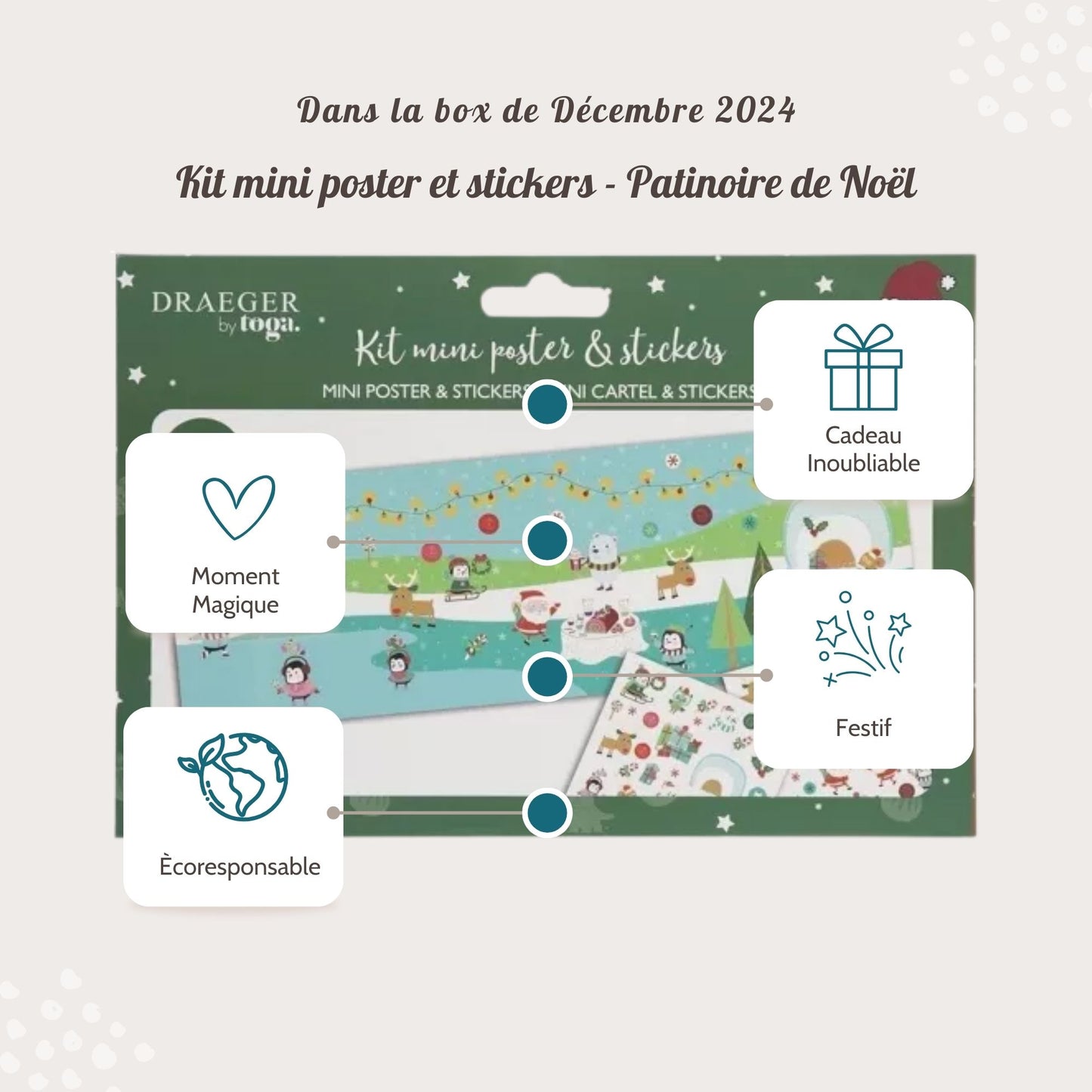 Kit mini poster et stickers Patinoire de Noël